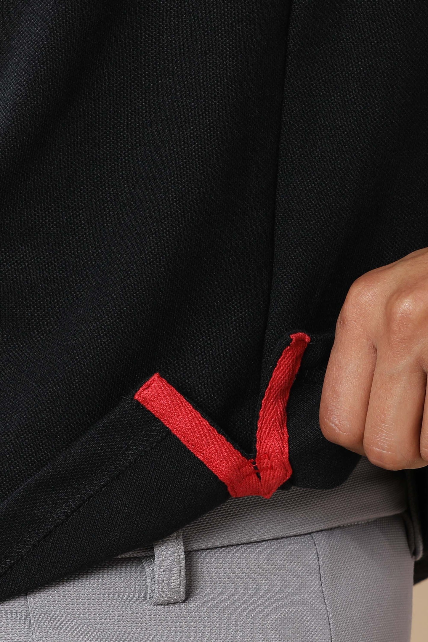 Men’s Sustainable Classic Black Polo T-Shirt with Red Tipping