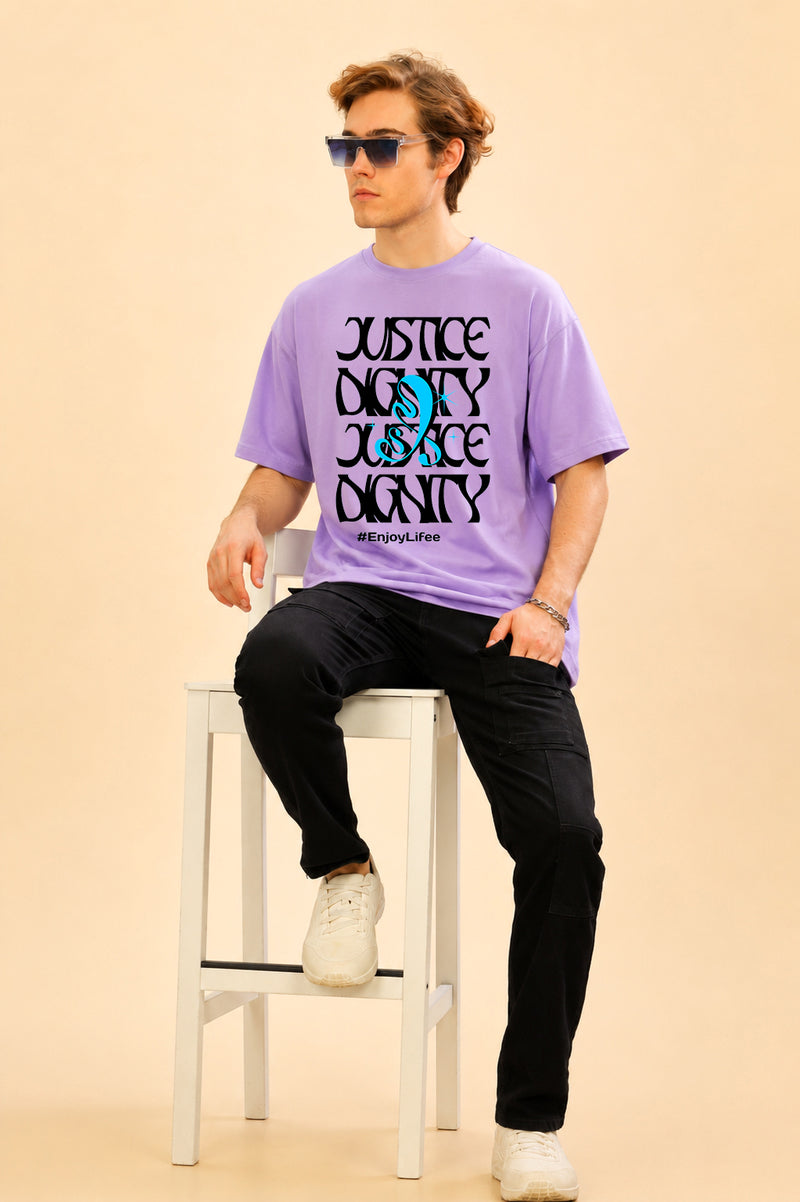 Faltu.co Justice Dignity Men’s Printed Oversized Baggy Fit Rich Soft Cotton Fabric T-shirt