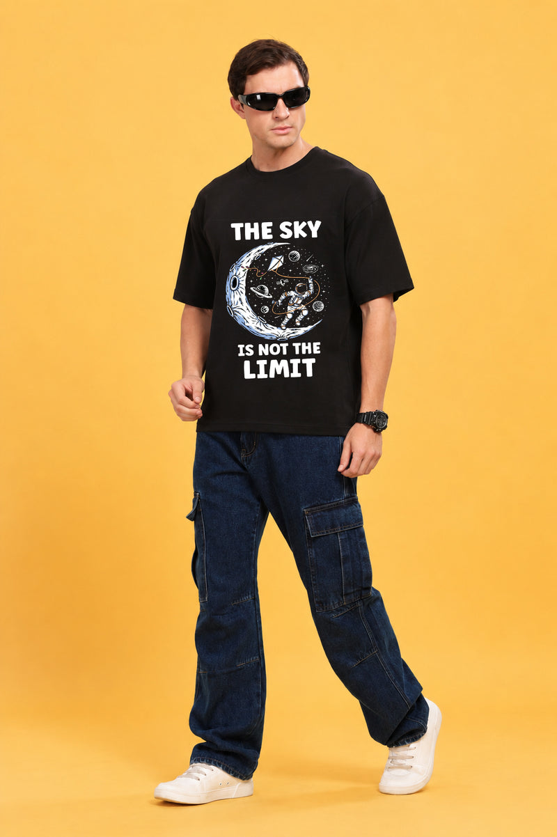 Faltu.co The Sky Is the Limit Men’s Printed Oversized Baggy Fit Rich Soft Cotton Fabric T-shirt