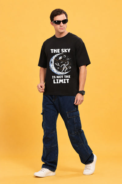 Faltu.co The Sky Is the Limit Men’s Printed Oversized Baggy Fit Rich Soft Cotton Fabric T-shirt