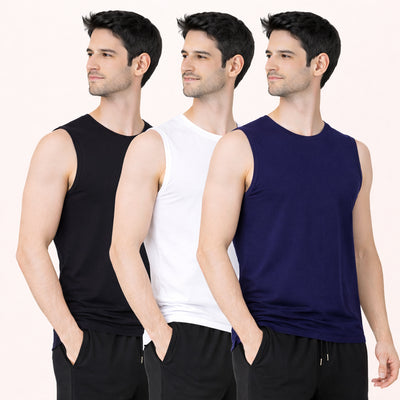 Faltu.co Pack of 3 Multicolour Men Cotton Gym Vest Breathable Sleeveless Sando