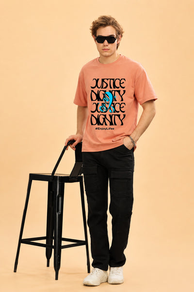 Faltu.co Justice Dignity Men’s Printed Oversized Baggy Fit Rich Soft Cotton Fabric T-shirt