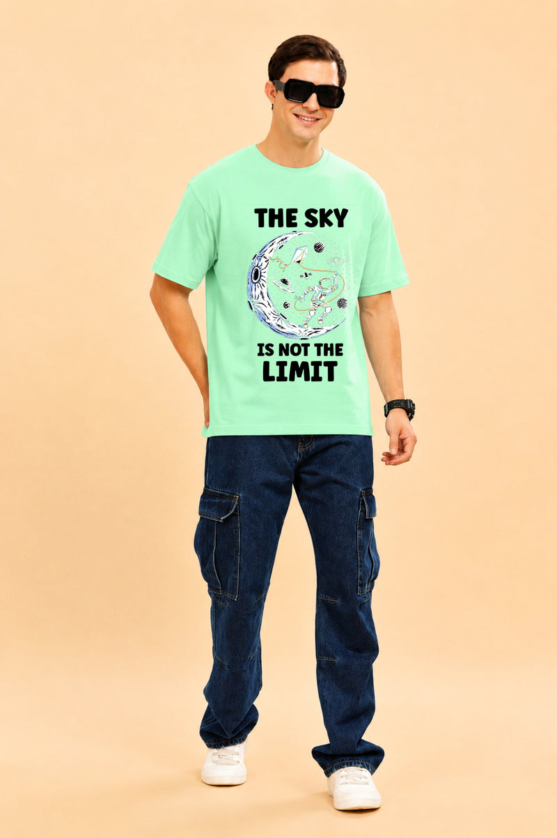 Faltu.co The Sky Is the Limit Men’s Printed Oversized Baggy Fit Rich Soft Cotton Fabric T-shirt