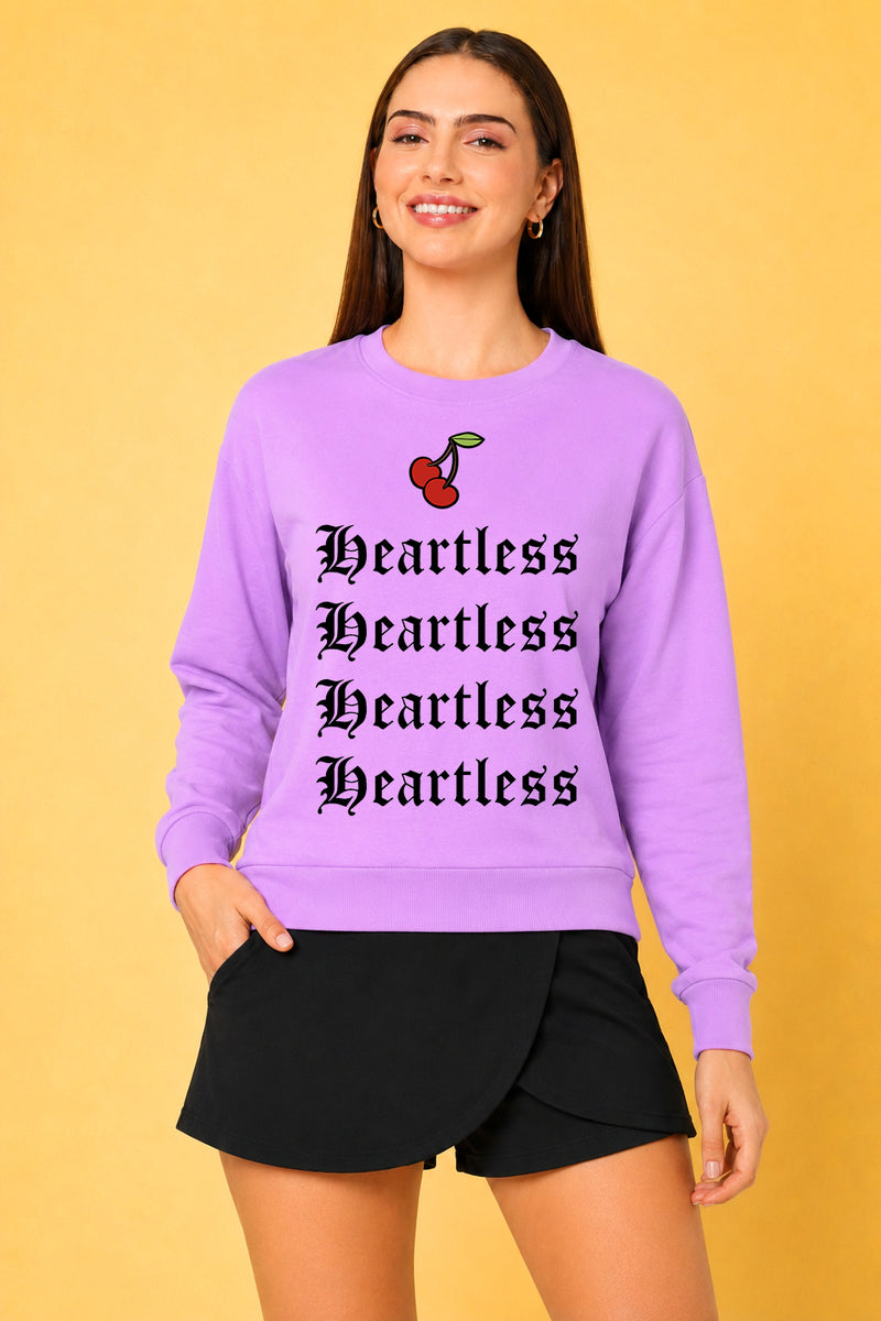Heartless Printed Women’s Cozy & Stylish Full Sleeve Pastel Colour Sweatshirt