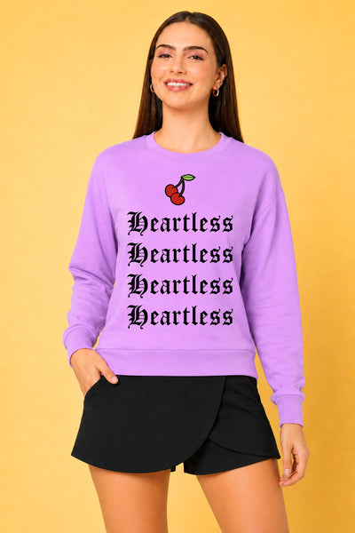 Heartless Printed Women’s Cozy & Stylish Full Sleeve Pastel Colour Sweatshirt
