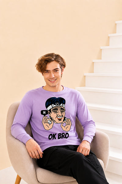 Faltu.co Ok Bro Printed Men’s Full Sleeve Premium Pure Cotton Sweatshirt