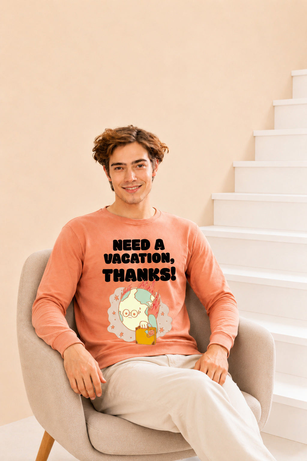 Faltu.co Need A Vacation Thanks Printed Men’s Full Sleeve Premium Pure Cotton Sweatshirt