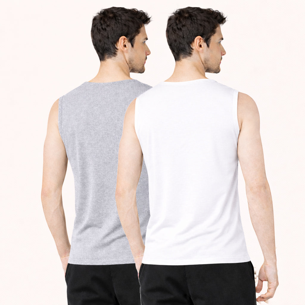 Faltu.co Pack of 2 Multicolour Men Cotton Gym Vest Breathable Sleeveless Sando