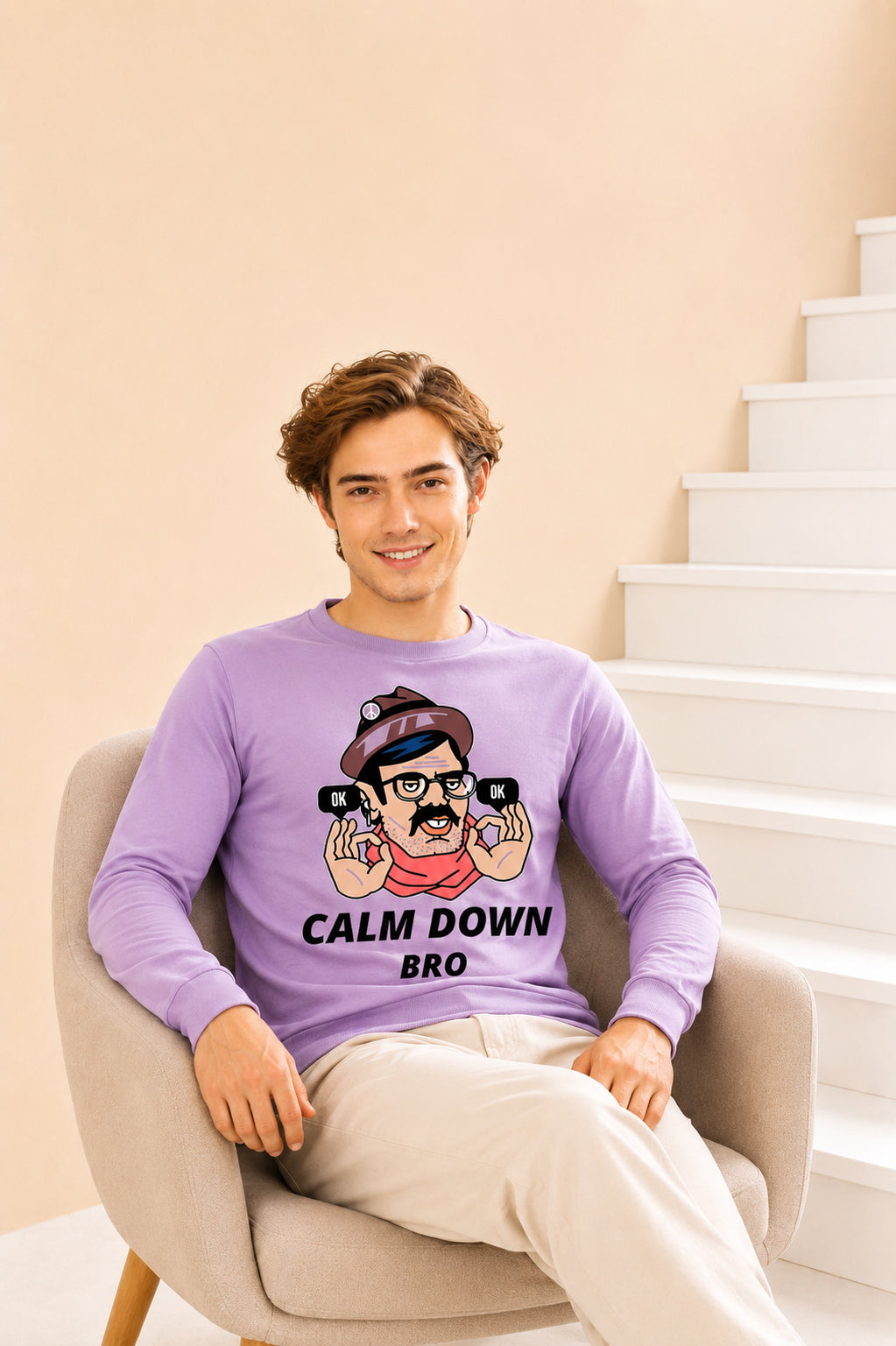 Faltu.co Calm Dawn Bro Printed Men’s Full Sleeve Premium Pure Cotton Sweatshirt