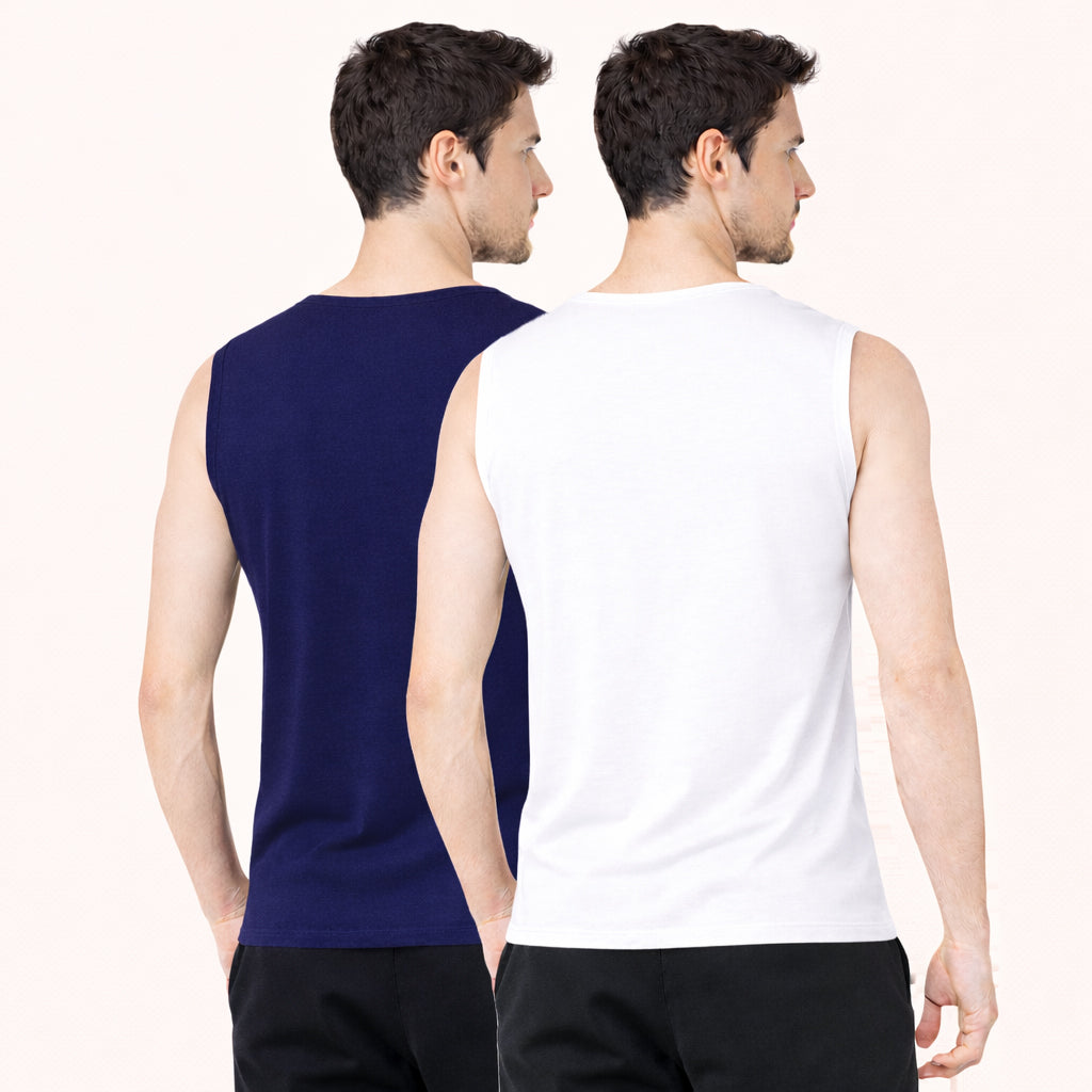 Faltu.co Pack of 2 Multicolour Men Cotton Gym Vest Breathable Sleeveless Sando