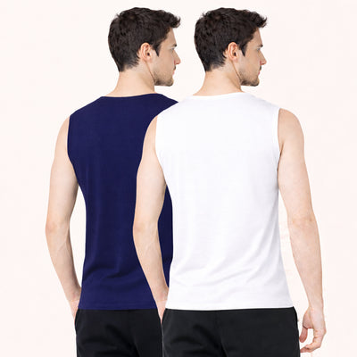 Faltu.co Pack of 2 Multicolour Men Cotton Gym Vest Breathable Sleeveless Sando