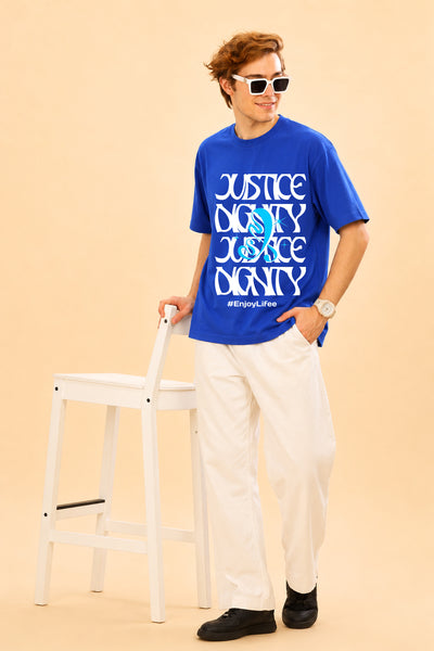 Faltu.co Justice Dignity Men’s Printed Oversized Baggy Fit Rich Soft Cotton Fabric T-shirt