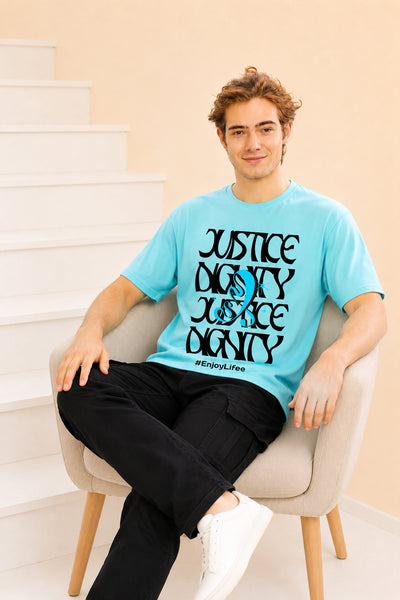 Faltu.co Justice Dignity Men’s Printed Oversized Baggy Fit Rich Soft Cotton Fabric T-shirt