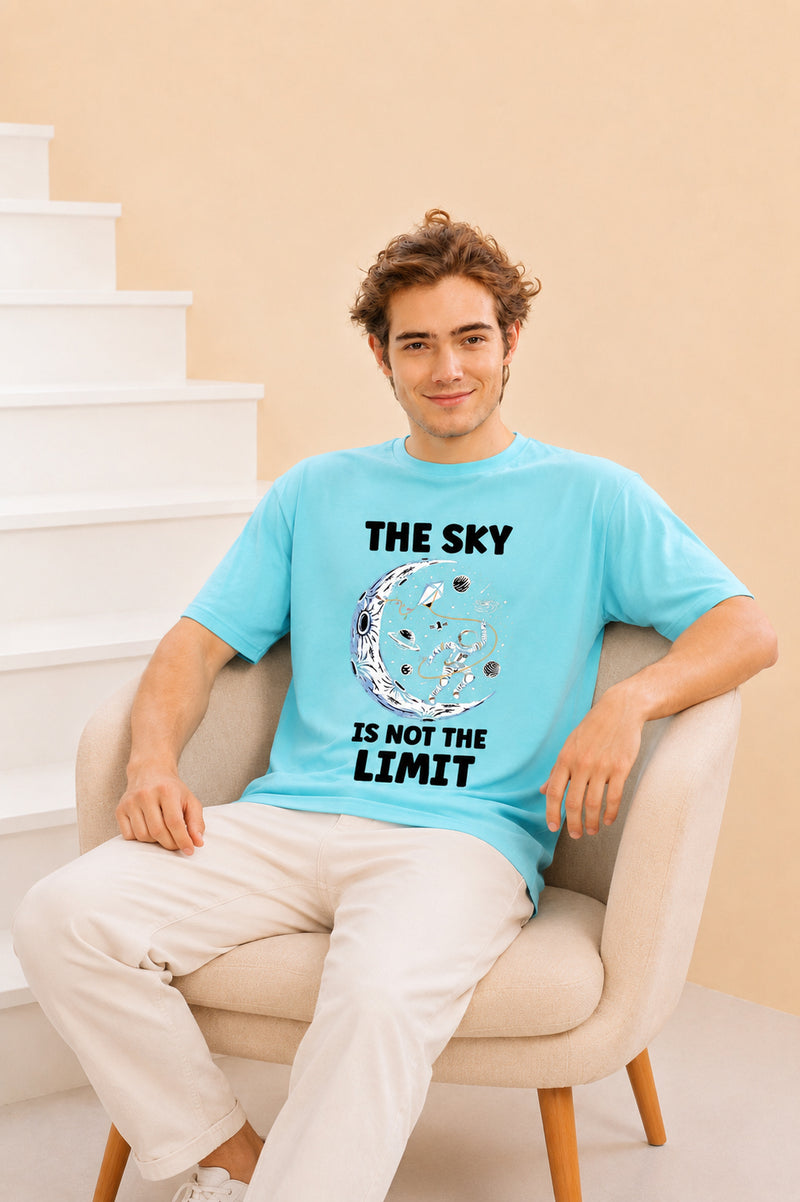 Faltu.co The Sky Is the Limit Men’s Printed Oversized Baggy Fit Rich Soft Cotton Fabric T-shirt