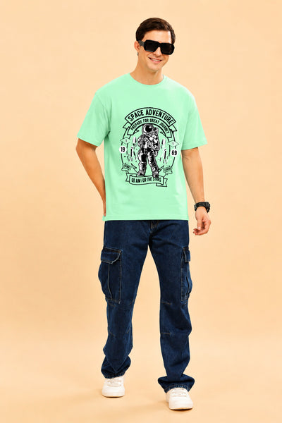 Faltu.co Space Adventure Men’s Printed Oversized Baggy Fit Rich Soft Cotton Fabric T-shirt