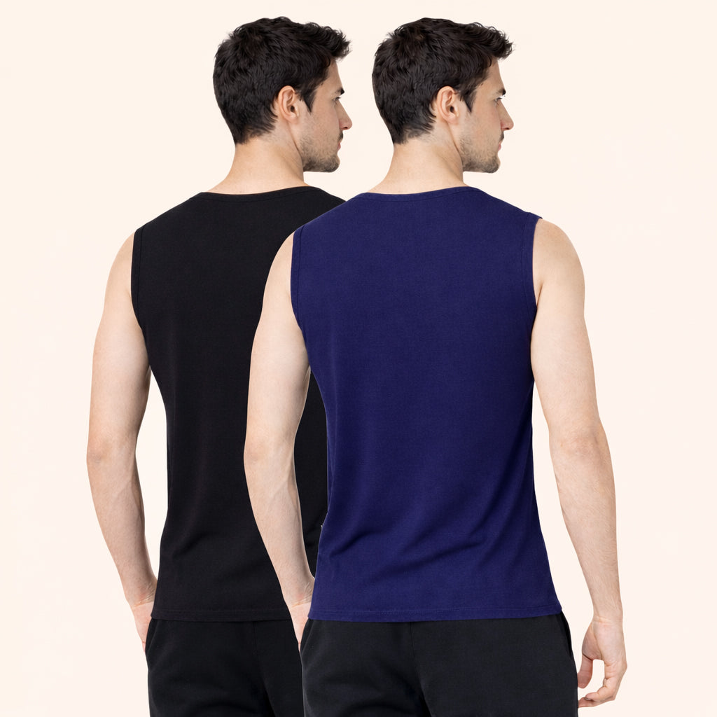 Faltu.co Pack of 2 Multicolour Men Cotton Gym Vest Breathable Sleeveless Sando