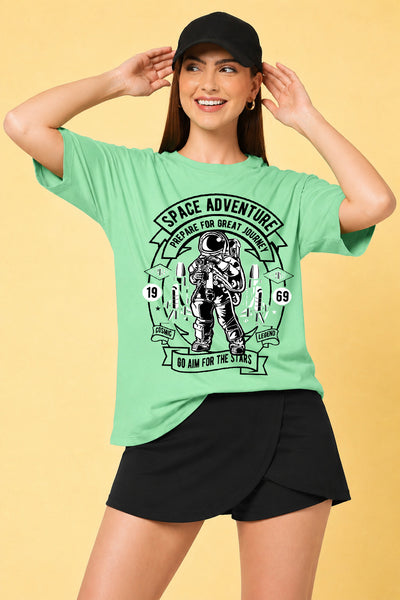 Space Adventure Printed Oversized Baggy Loose Fit T-Shirt