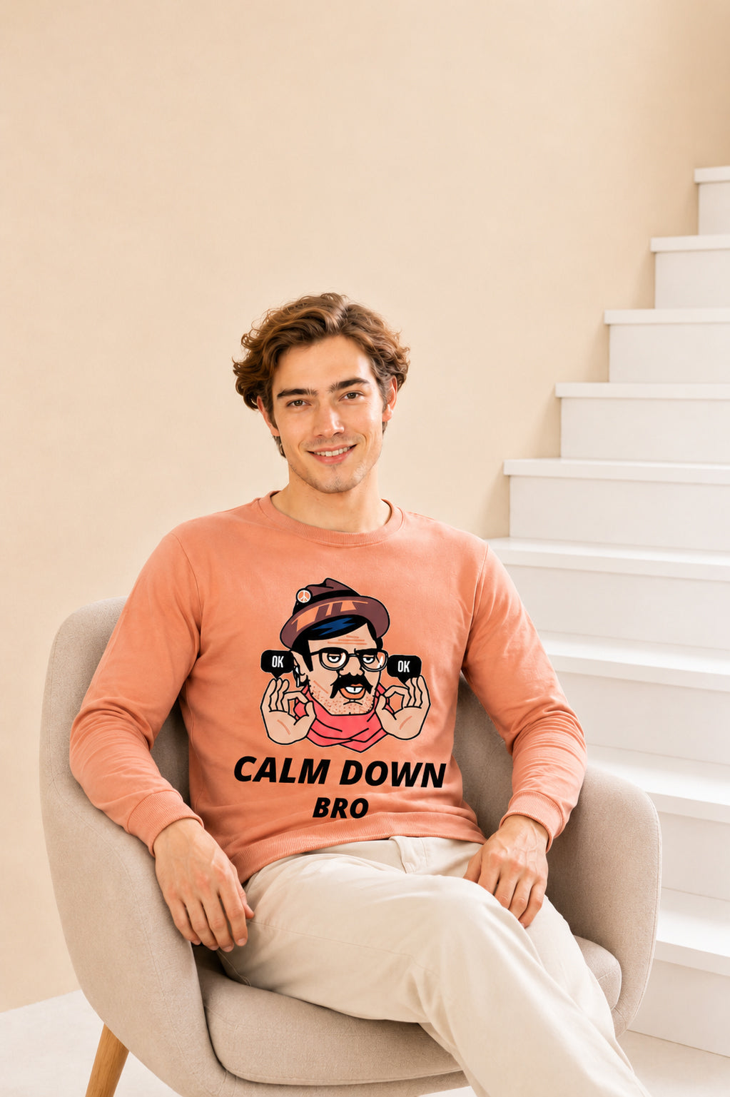 Faltu.co Calm Dawn Bro Printed Men’s Full Sleeve Premium Pure Cotton Sweatshirt