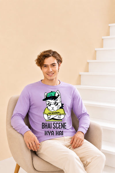 Faltu.co Bhai Kya Scene Hai Printed Men’s Full Sleeve Premium Pure Cotton Sweatshirt