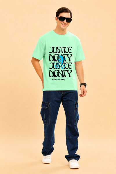 Faltu.co Justice Dignity Men’s Printed Oversized Baggy Fit Rich Soft Cotton Fabric T-shirt