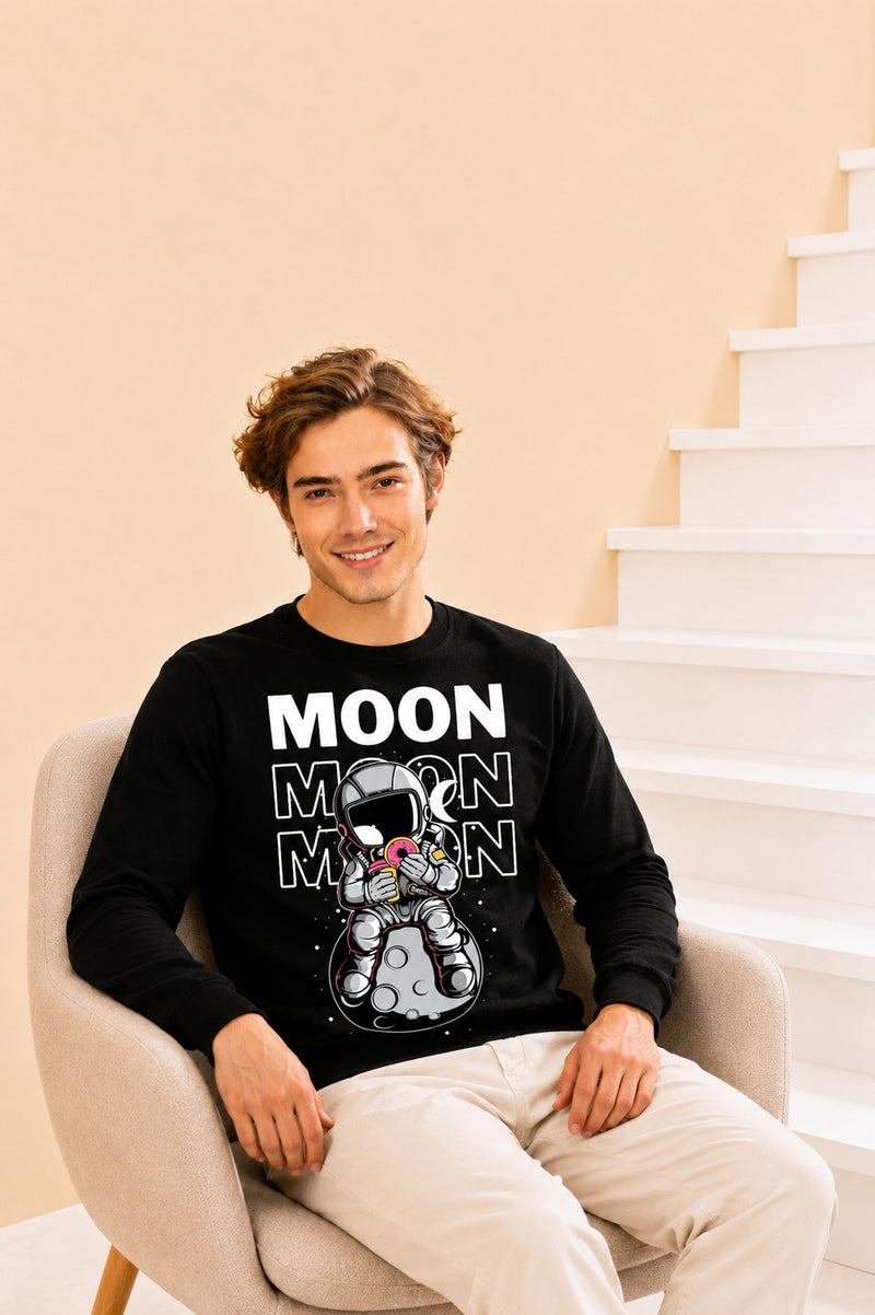 Faltu.co Moon 2 Printed Men’s Full Sleeve Premium Pure Cotton Sweatshirt