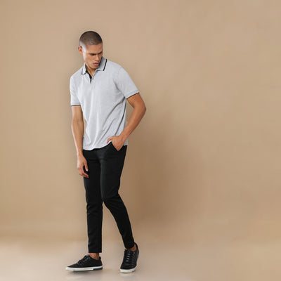 Sustainable Heather Grey Men's Premium Polo T-Shirt | Eco-Friendly Casual Wear