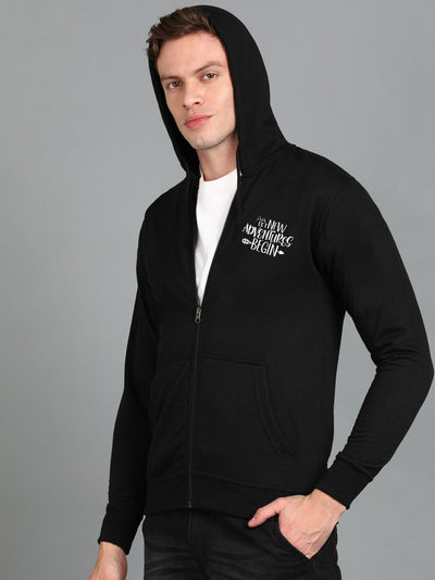 Travel Printed Men Winter Full Sleeve Zipper Hooded Hoodie with 2 Kangaroo Pockets