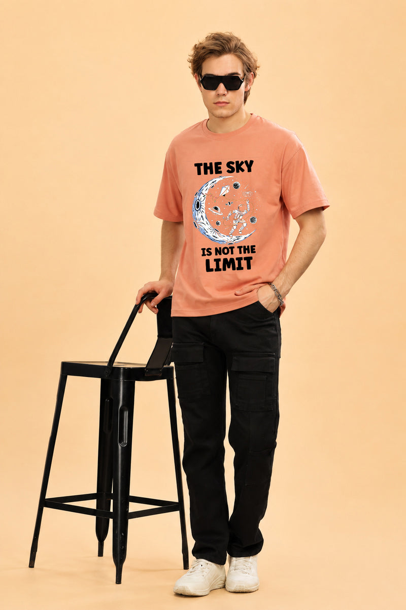 Faltu.co The Sky Is the Limit Men’s Printed Oversized Baggy Fit Rich Soft Cotton Fabric T-shirt
