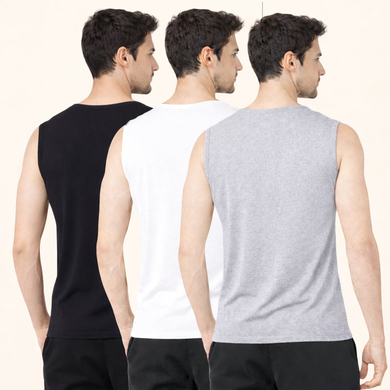 Faltu.co Pack of 3 Multicolour Men Cotton Gym Vest Breathable Sleeveless Sando