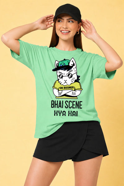 Bhai Scene Kya Hai Oversized Baggy Loose Fit T-Shirt