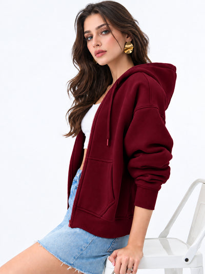 Women’s Plain Zipper Hooded Hoodie Stylish & Comfortable