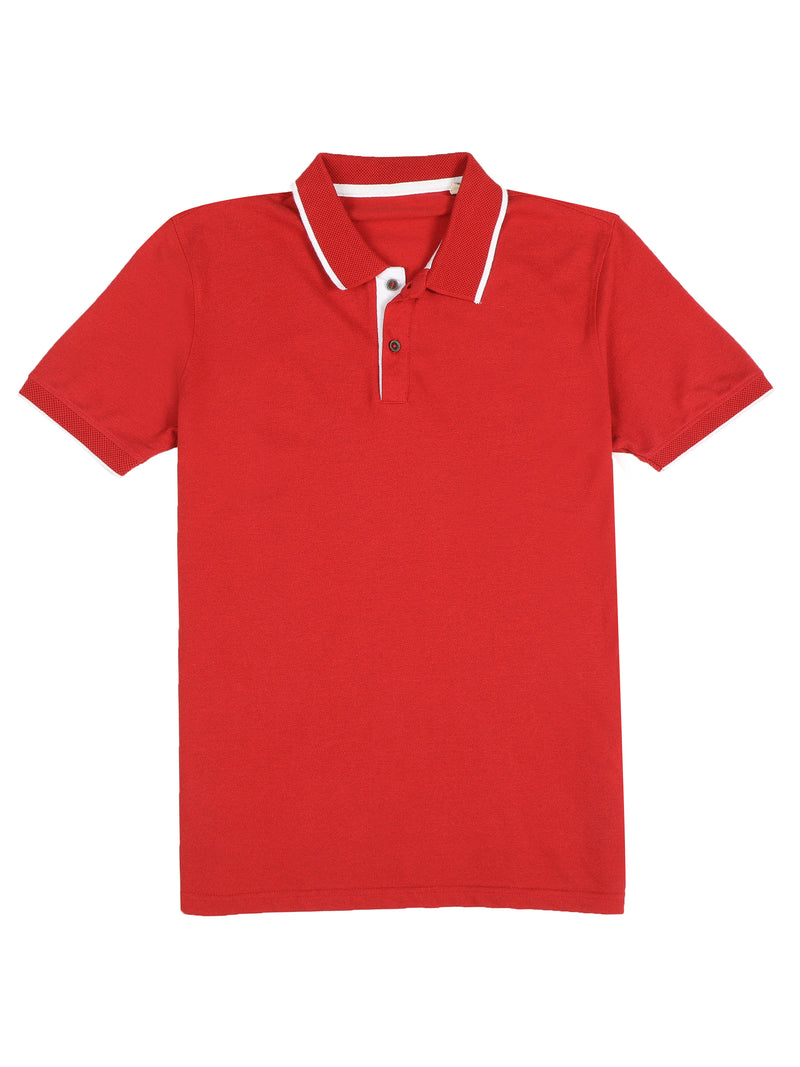 Sustainable Heather Red Men’s Premium Polo T-Shirt with White Tipping | Eco-Friendly Casual Wear