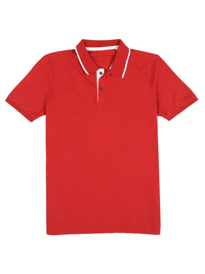 Sustainable Heather Red Men’s Premium Polo T-Shirt with White Tipping | Eco-Friendly Casual Wear