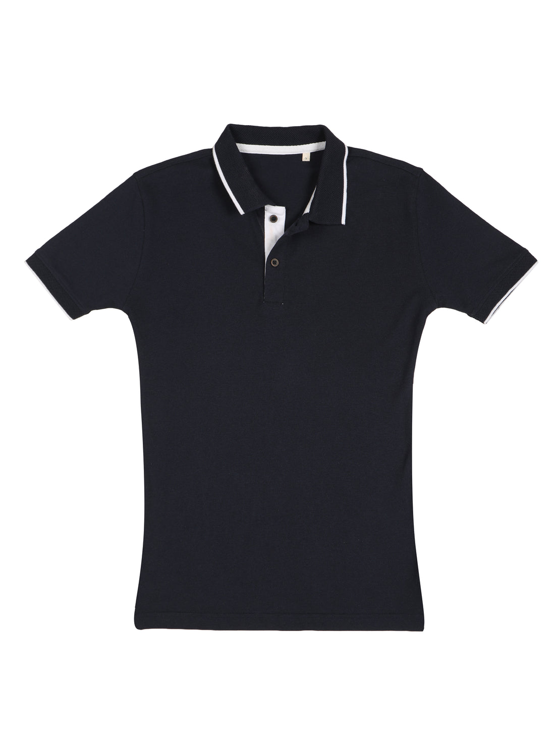 Sustainable Midnight Navy Blue Premium Polo T-Shirt with White Tipping