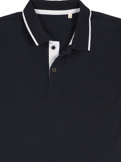 Sustainable Midnight Navy Blue Premium Polo T-Shirt with White Tipping