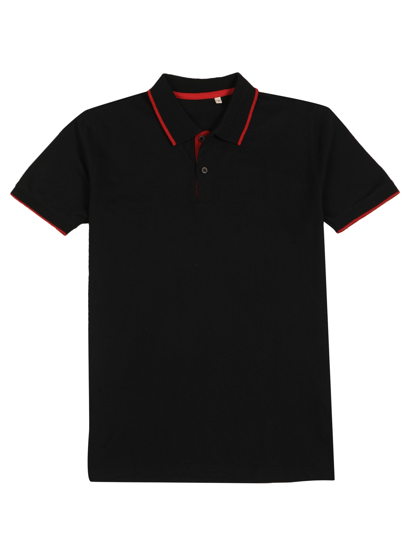 Men’s Sustainable Classic Black Polo T-Shirt with Red Tipping