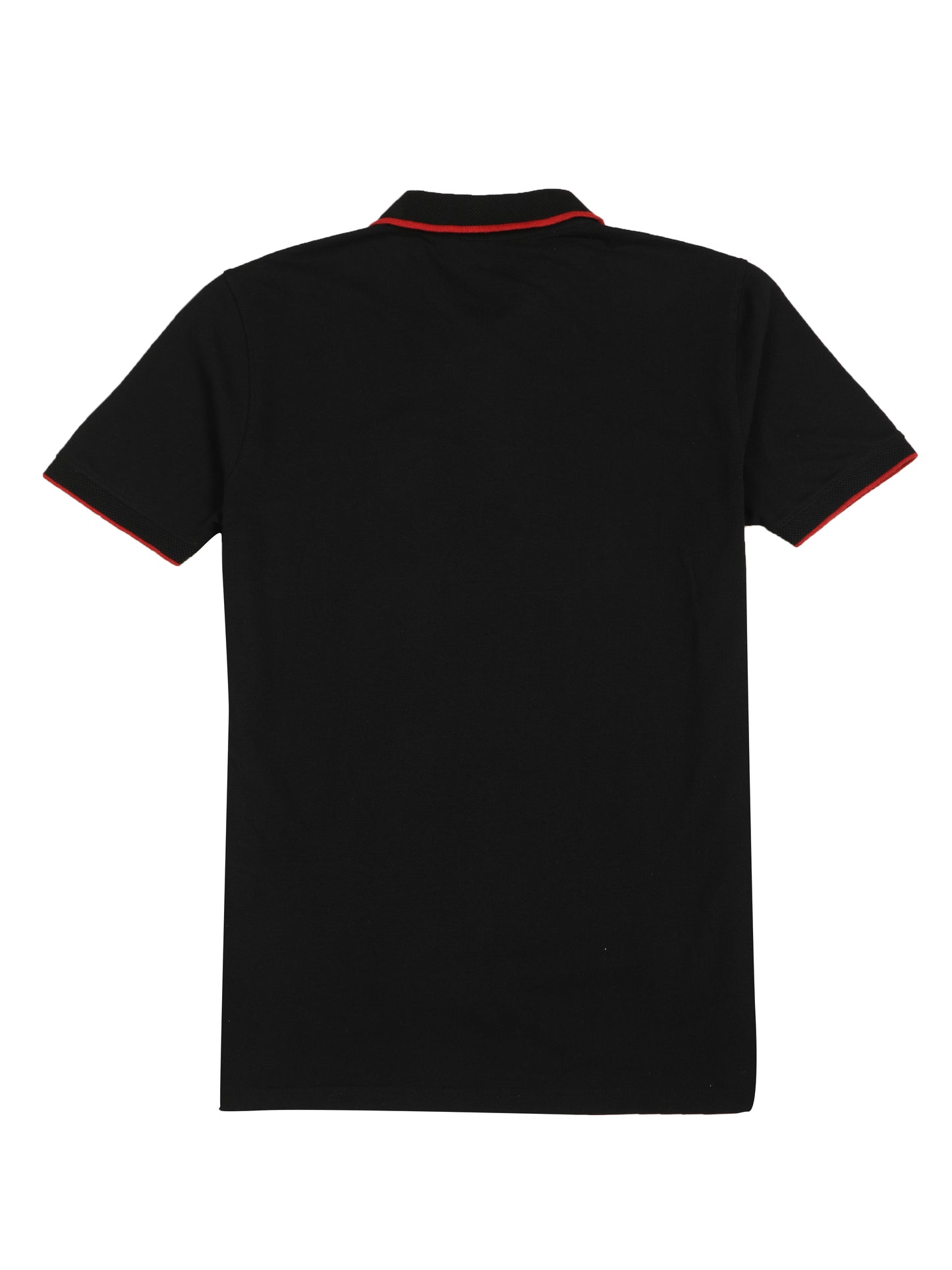 Men’s Sustainable Classic Black Polo T-Shirt with Red Tipping