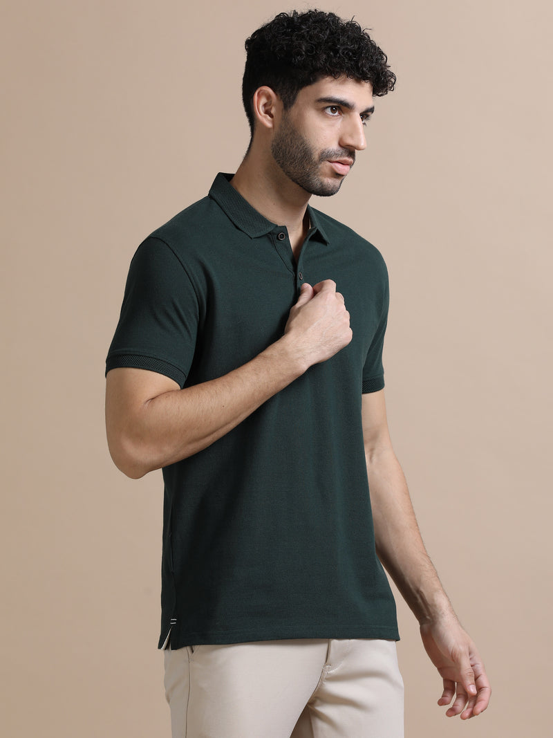 Sustainable Forest Green Men’s Premium Polo T-Shirt | Eco-Friendly Luxury