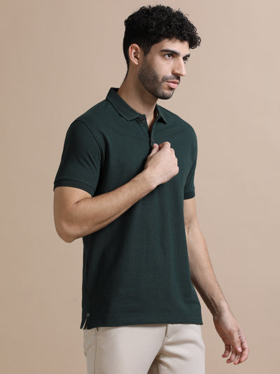 Sustainable Forest Green Men’s Premium Polo T-Shirt | Eco-Friendly Luxury