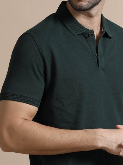 Sustainable Forest Green Men’s Premium Polo T-Shirt | Eco-Friendly Luxury