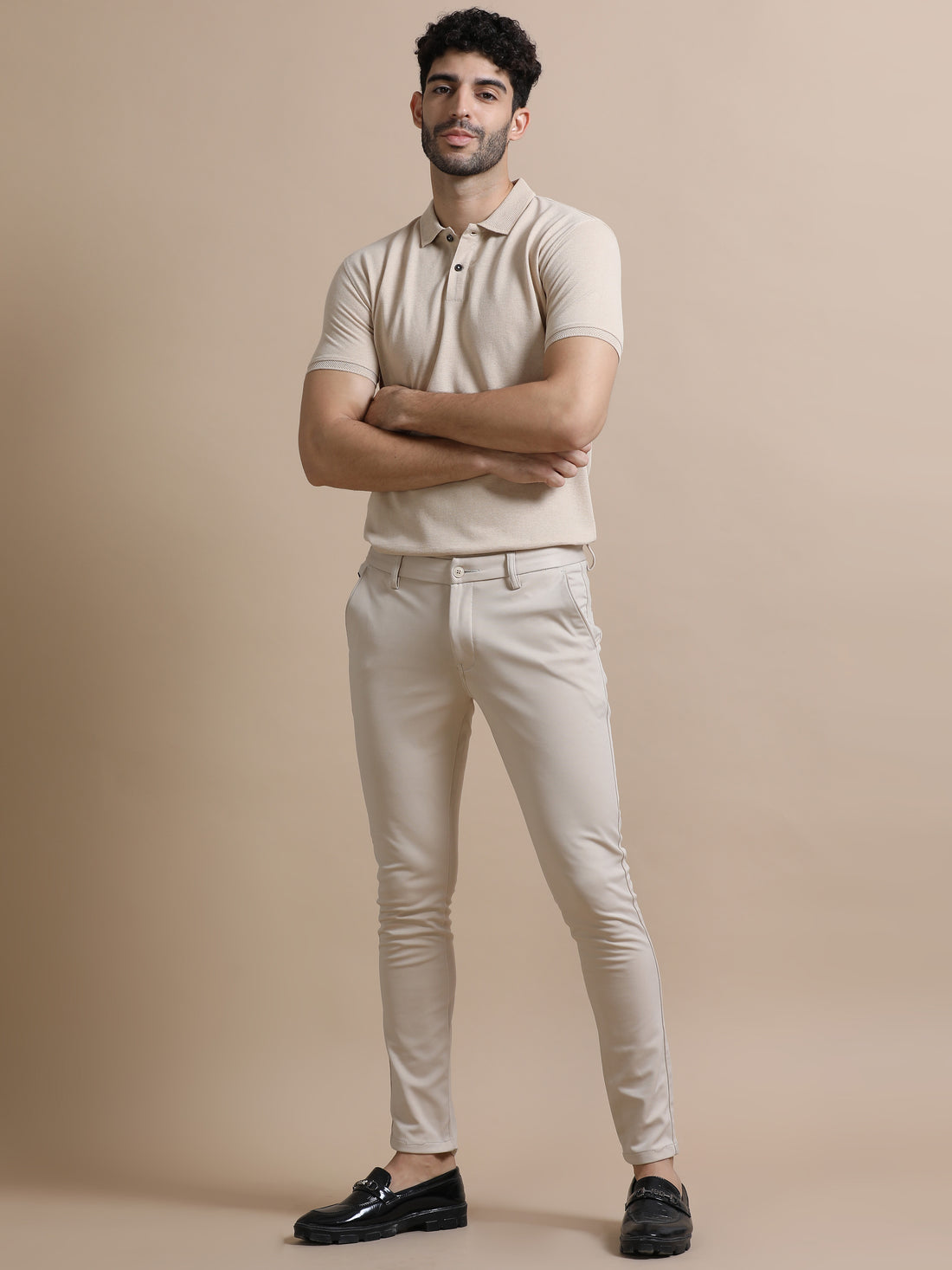 Sustainable Sand Beige Men’s Premium Polo T-Shirt | Eco-Friendly Casual Wear
