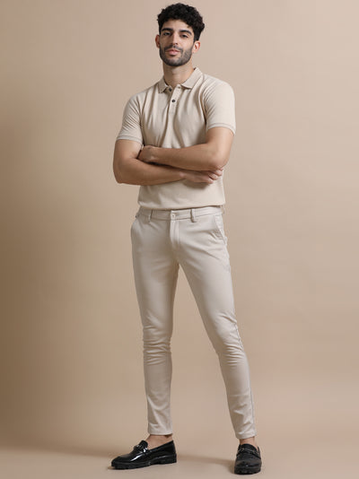 Sustainable Sand Beige Men’s Premium Polo T-Shirt | Eco-Friendly Casual Wear