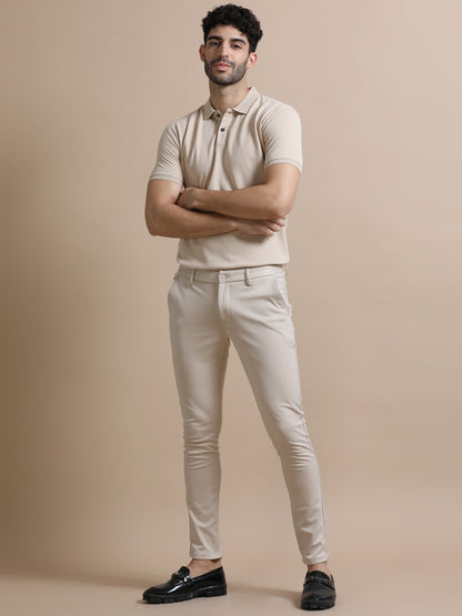 Sustainable Sand Beige Men’s Premium Polo T-Shirt | Eco-Friendly Casual Wear