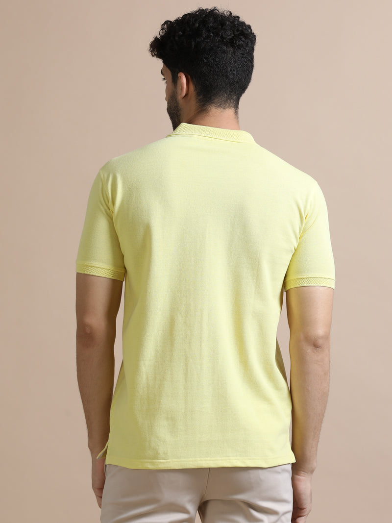 Sustainable Sunrise Yellow Men's Premium Polo T-Shirt | Eco-Friendly Smart-Casual Wear