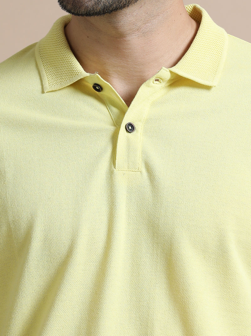 Sustainable Sunrise Yellow Men's Premium Polo T-Shirt | Eco-Friendly Smart-Casual Wear