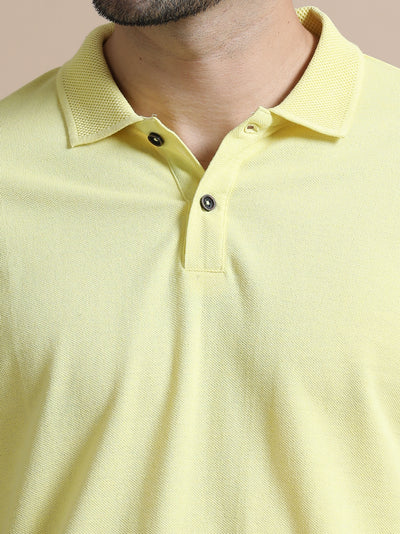 Sustainable Sunrise Yellow Men's Premium Polo T-Shirt | Eco-Friendly Smart-Casual Wear