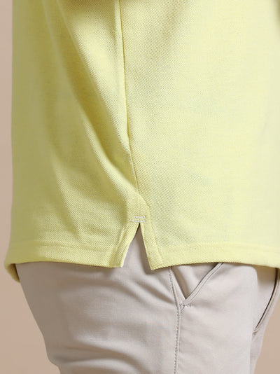 Sustainable Sunrise Yellow Men's Premium Polo T-Shirt | Eco-Friendly Smart-Casual Wear