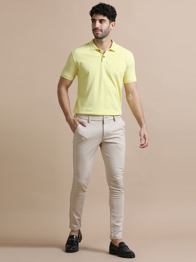Sustainable Sunrise Yellow Men's Premium Polo T-Shirt | Eco-Friendly Smart-Casual Wear