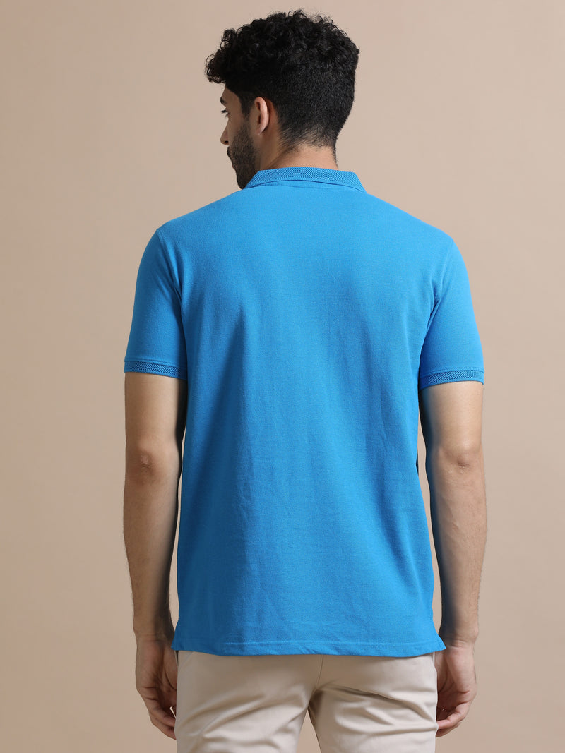 Aqua Blue Sustainable Premium Polo Eco-Friendly Casual Wear T-Shirt for Men