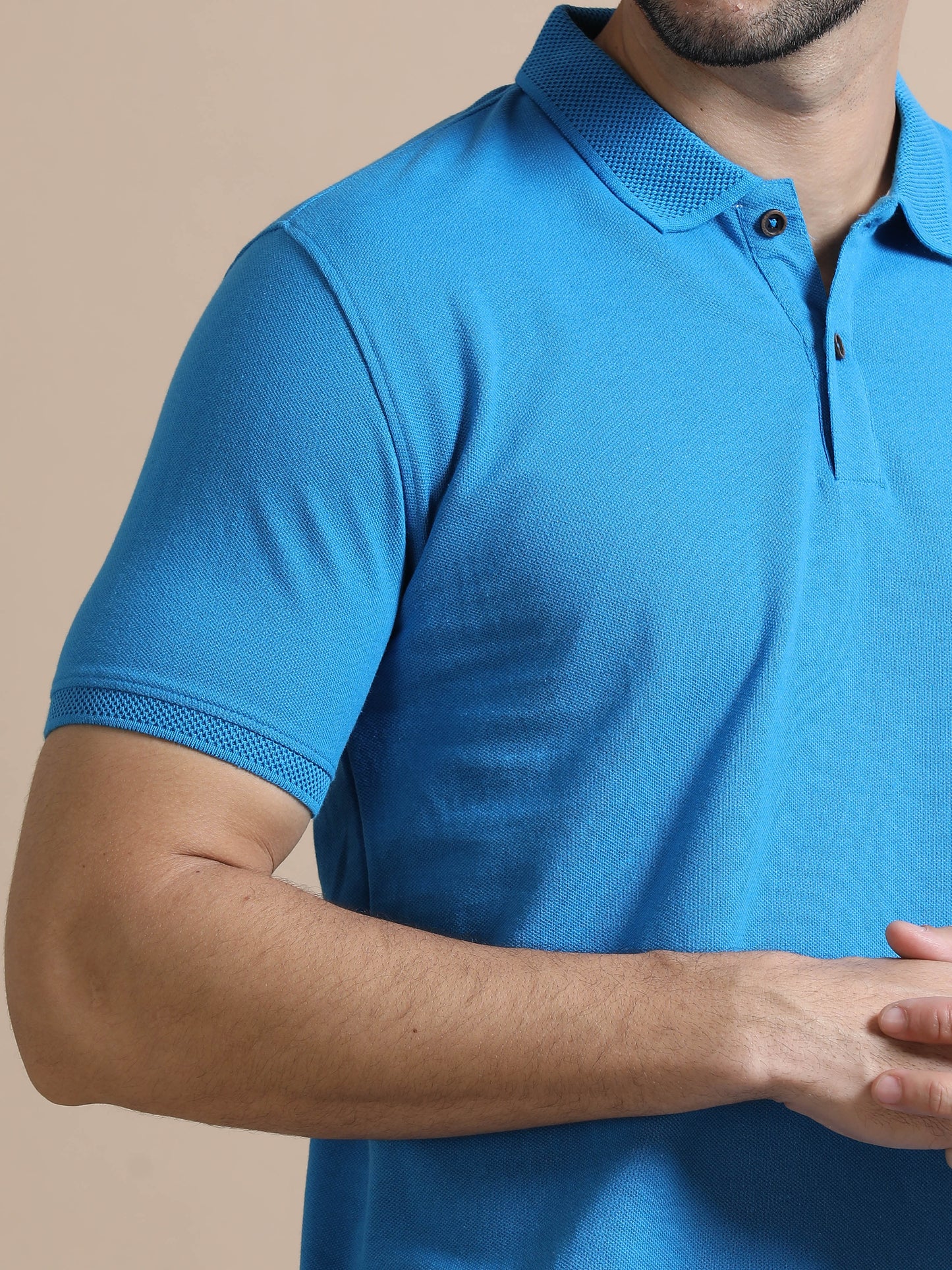 Aqua Blue Sustainable Premium Polo Eco-Friendly Casual Wear T-Shirt for Men